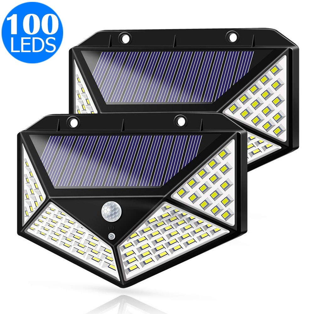 2 X 100 LEDs 4 Side Illumination Solar Powered Motion Sensor Lights