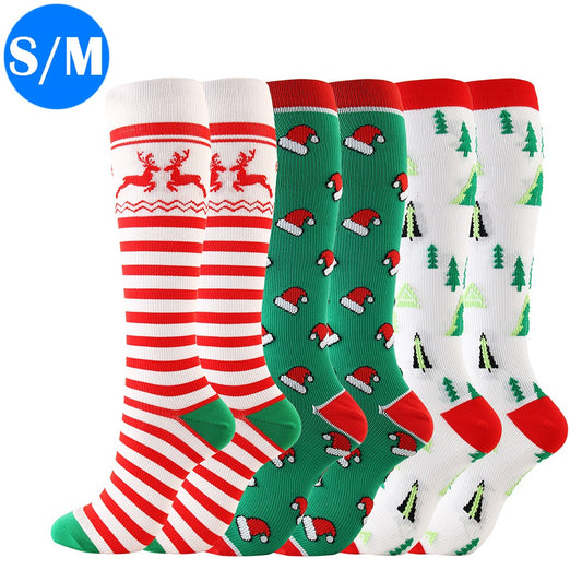 6 Pairs Christmas Compression Socks Style 2 S M