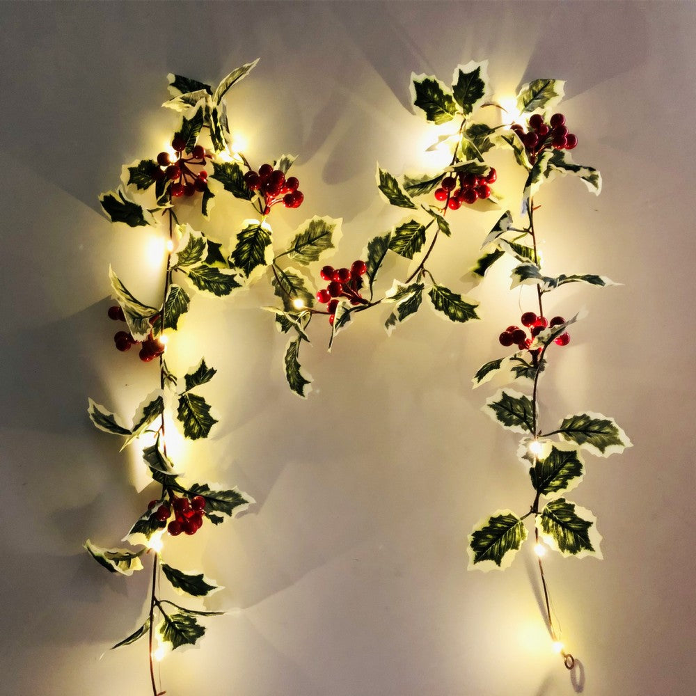 Christmas Red Fruit Rattan Decoration Warm White String Light