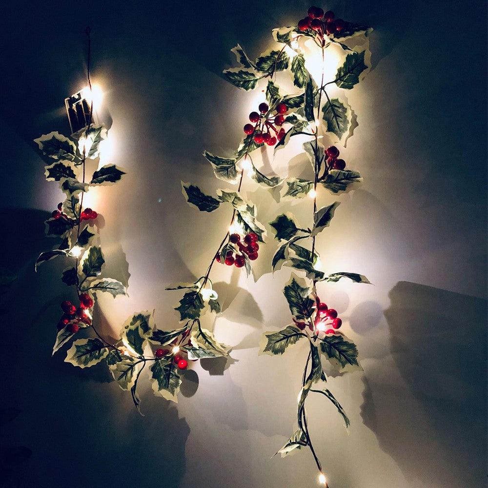 2 X Christmas Red Fruit Rattan Decoration Warm White String Lights