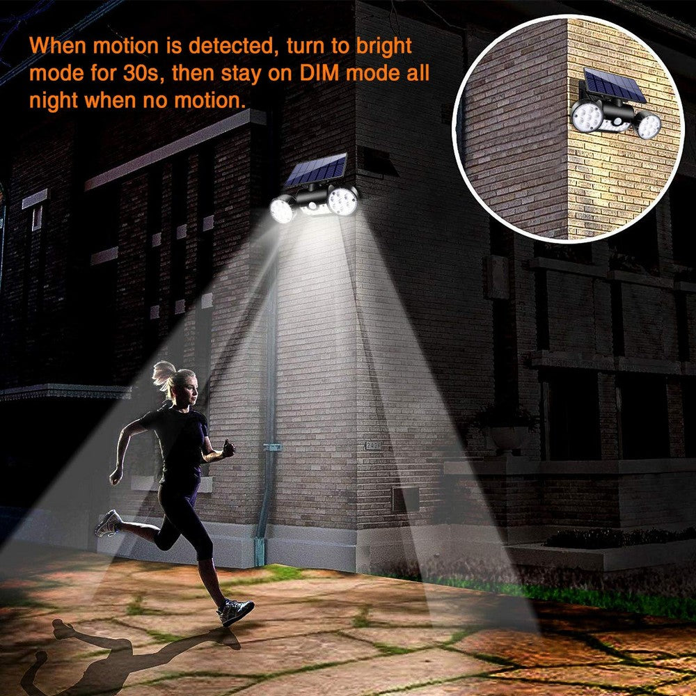 2 X 30 LED Dual Heads Motion Sensor Solar Powered Lights Wall Lights
