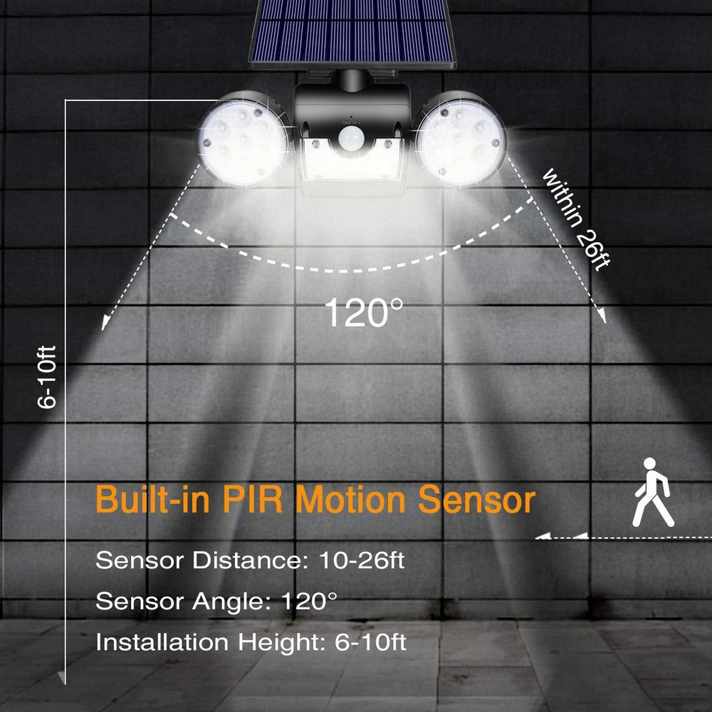2 X 30 LED Dual Heads Motion Sensor Solar Powered Lights Wall Lights