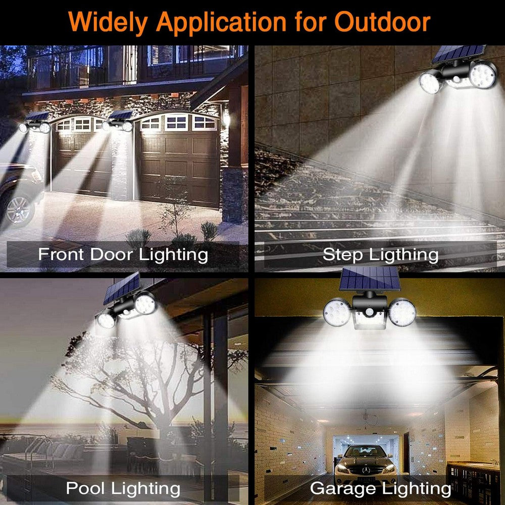 2 X 30 LED Dual Heads Motion Sensor Solar Powered Lights Wall Lights