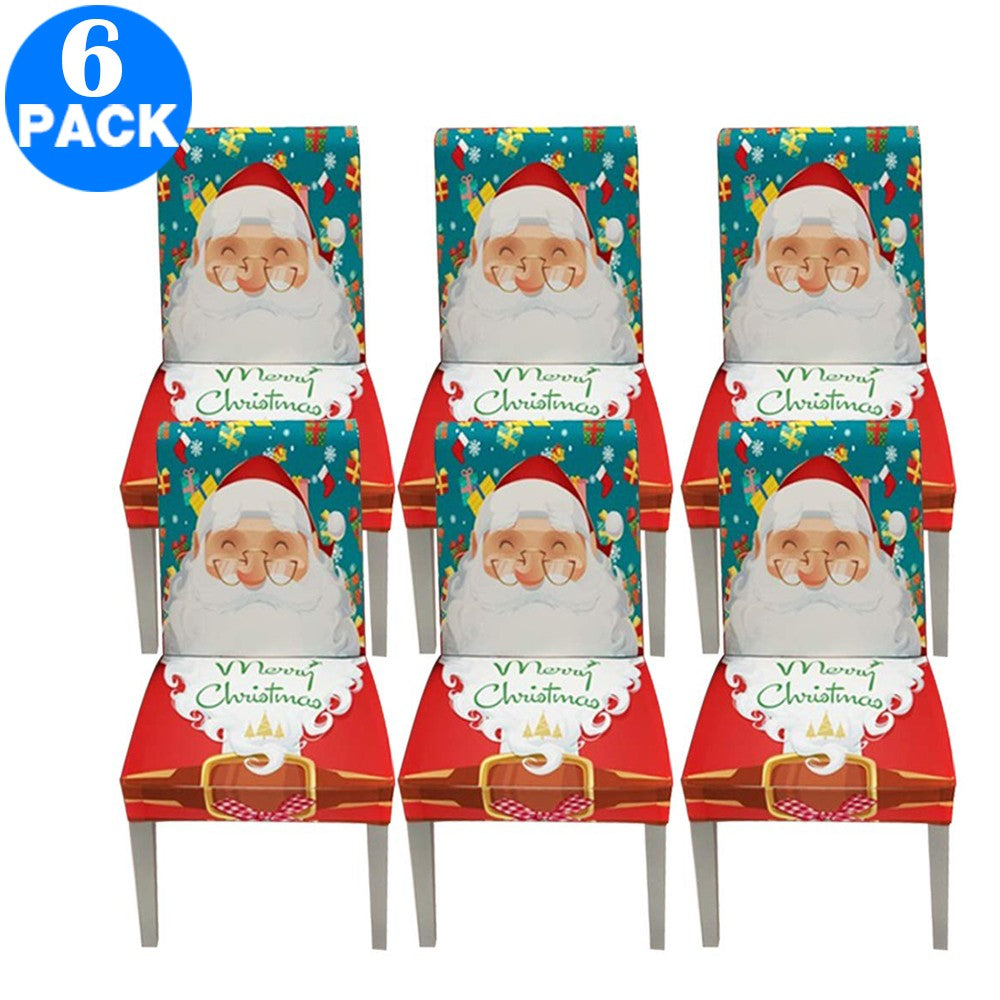 6 X Christmas Stretch Removable Washable Dining Chair Covers Seat Slipcovers Style 1