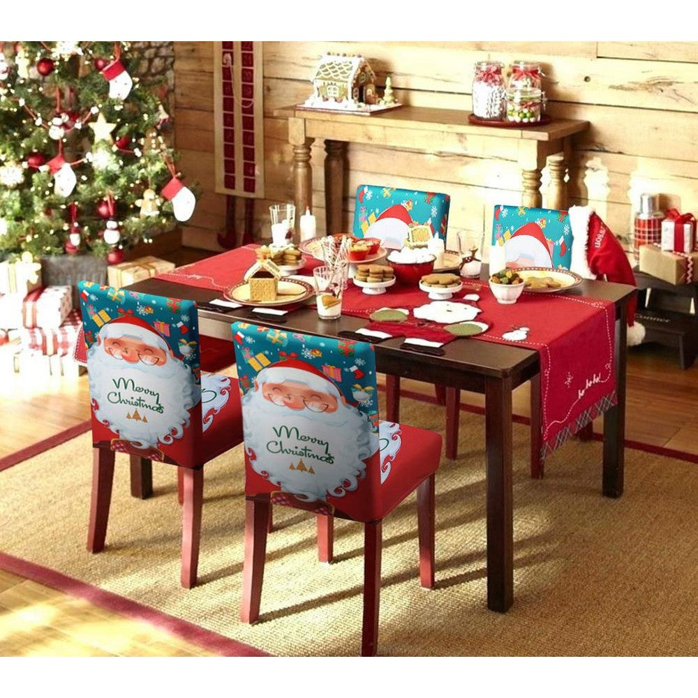 2 X Christmas Stretch Removable Washable Dining Chair Covers Seat Slipcovers Style 1
