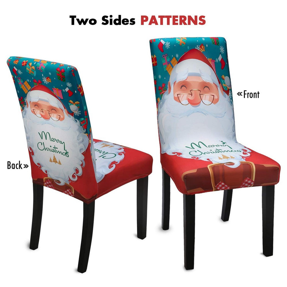 2 X Christmas Stretch Removable Washable Dining Chair Covers Seat Slipcovers Style 1