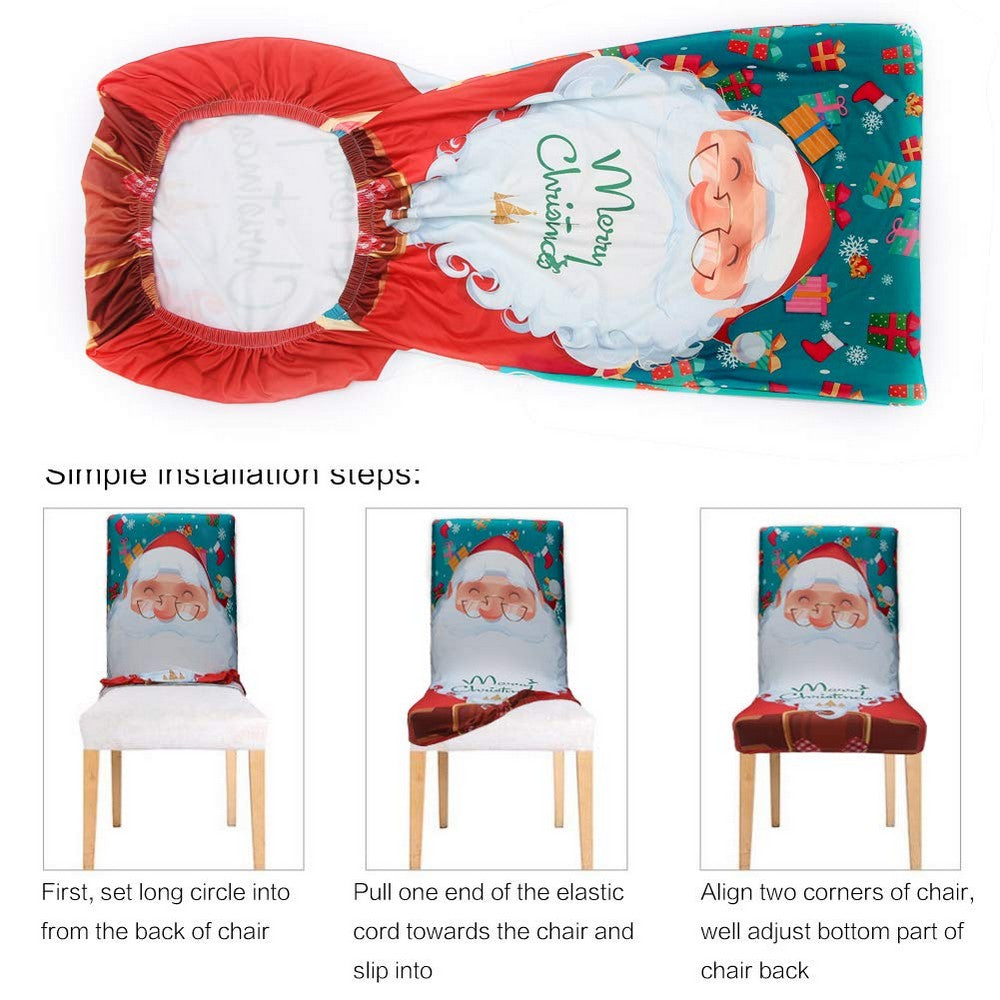 2 X Christmas Stretch Removable Washable Dining Chair Covers Seat Slipcovers Style 1