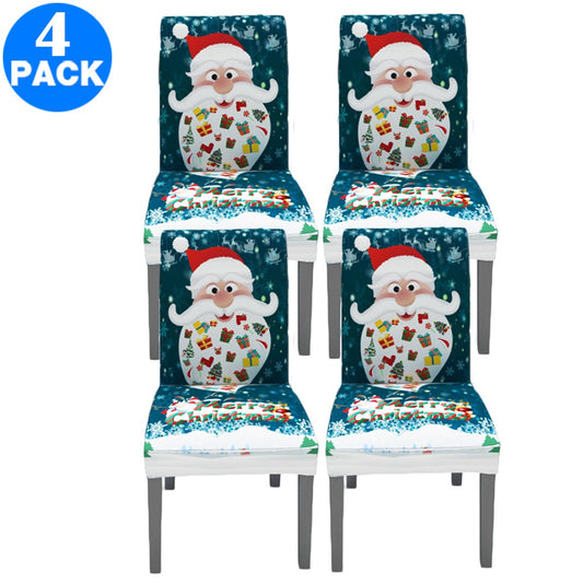 4 X Christmas Stretch Removable Washable Dining Chair Covers Seat Slipcovers Style 3