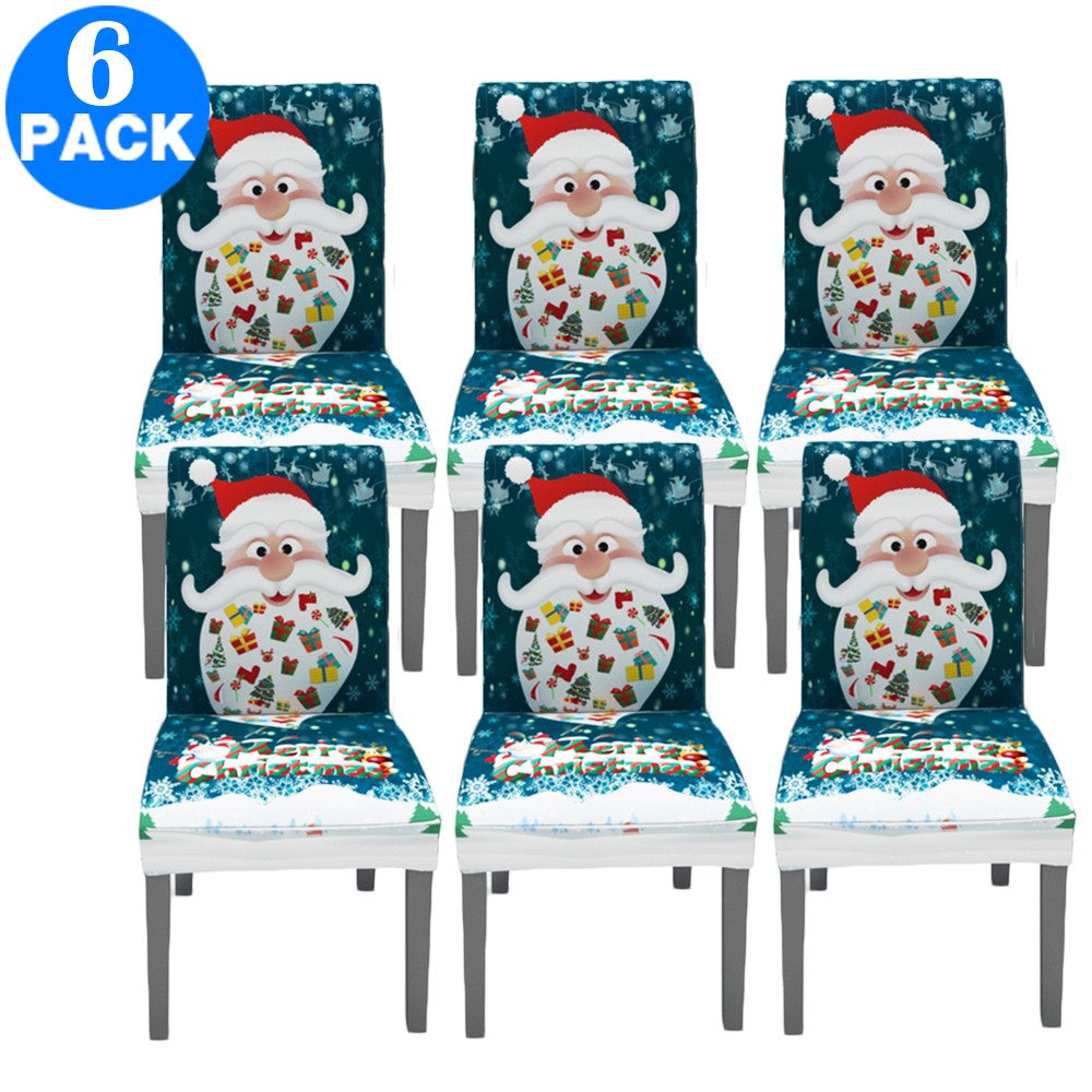 6 X Christmas Stretch Removable Washable Dining Chair Covers Seat Slipcovers Style 3
