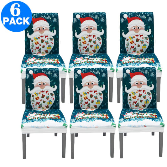 6 X Christmas Stretch Removable Washable Dining Chair Covers Seat Slipcovers Style 3
