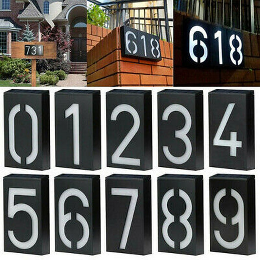 Sign House Number 0 to 9 Solar Powered Wall Mount LED Lights