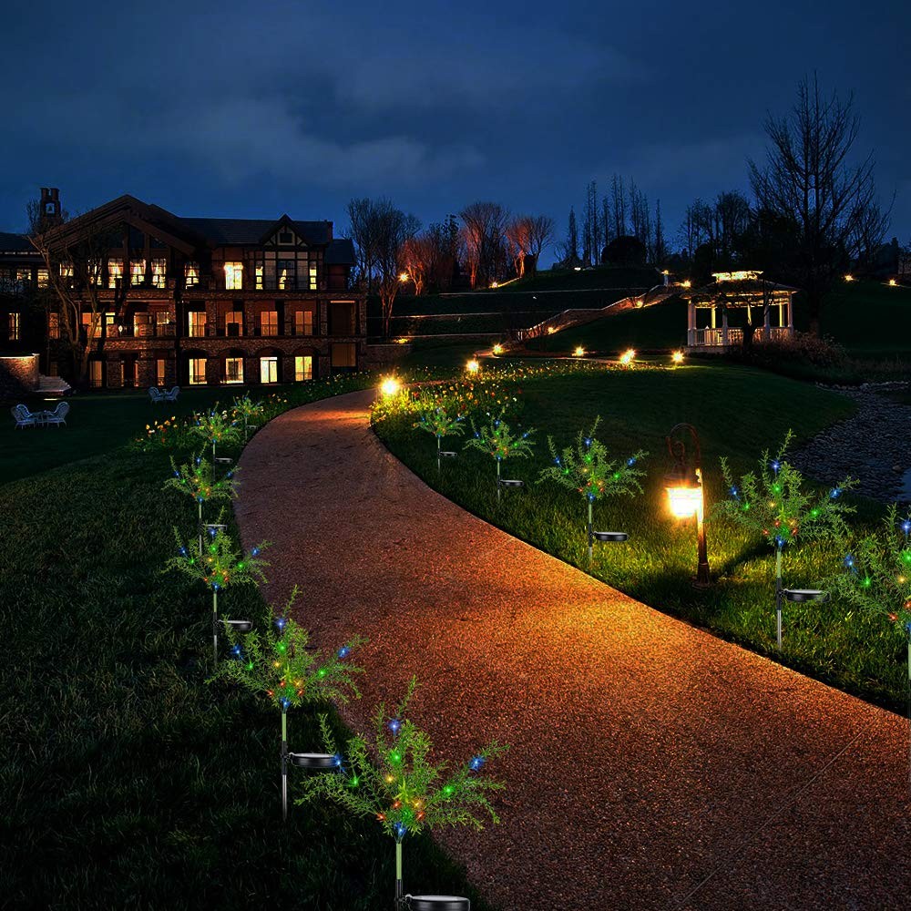 4 X Christmas Decorative Trees Solar Powered Lights for Garden