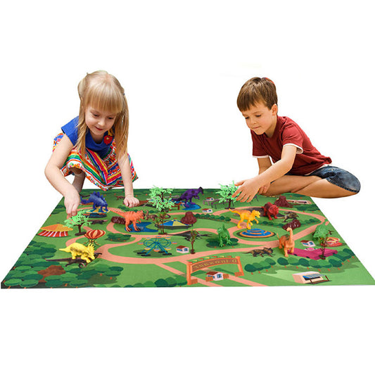 Kids Dinosaur Toys Set Dinosaur Playmat 9 Dinosaurs Models Playing Mat