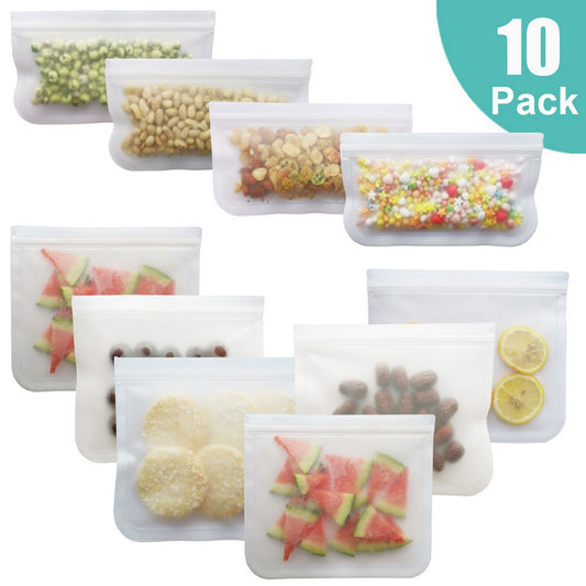 10 X Transparent Reusable Storage Bags Set