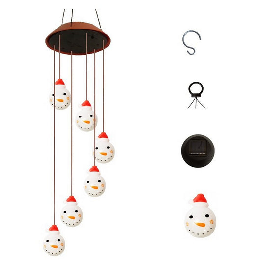 Christmas Santa Solar Power Color Changing Wind Chimes Style 6