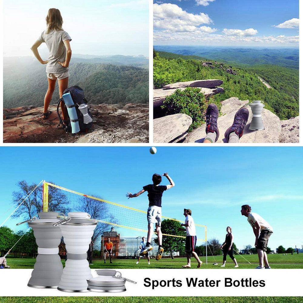 500ml Silicone Collapsible Water Bottles Grey