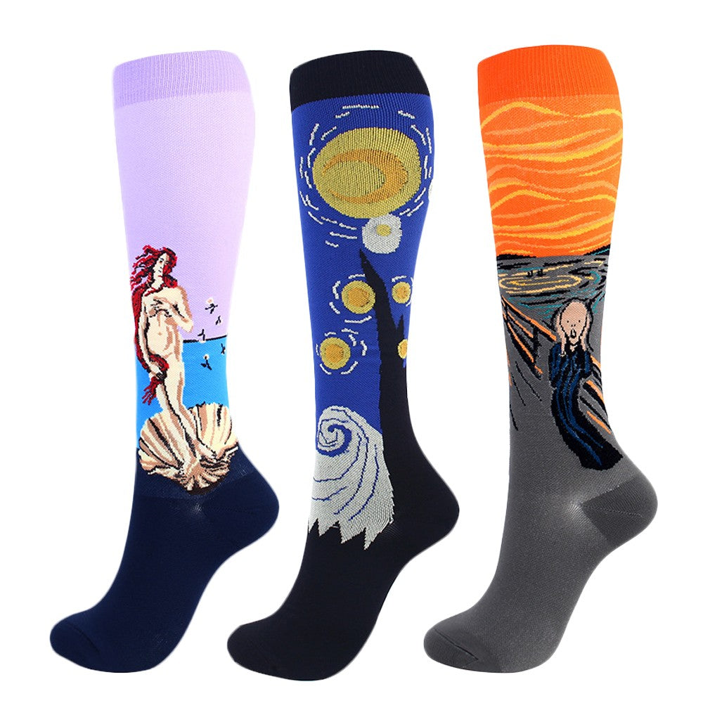 3 Pairs Famous Painting Compression Socks Small Style 4 Style 5 Style 6