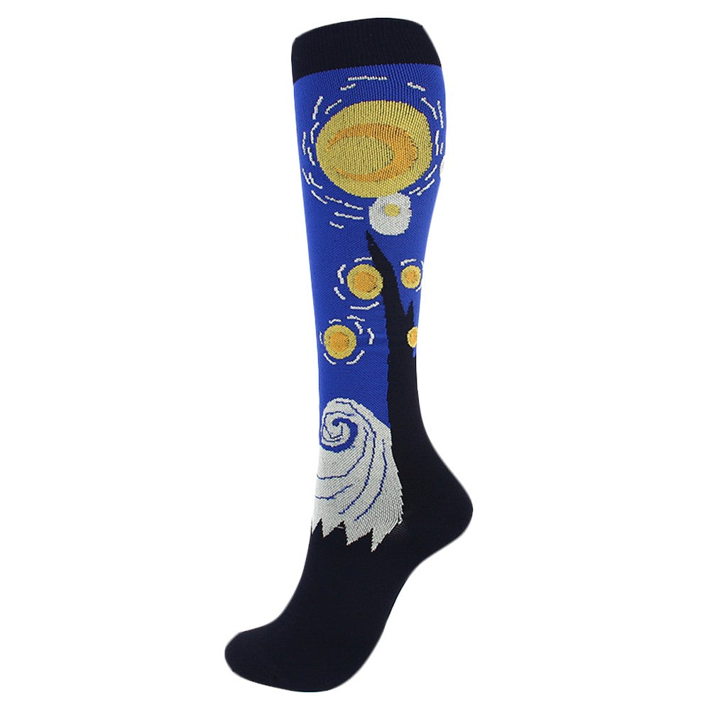 6 Pairs Famous Painting Compression Socks L