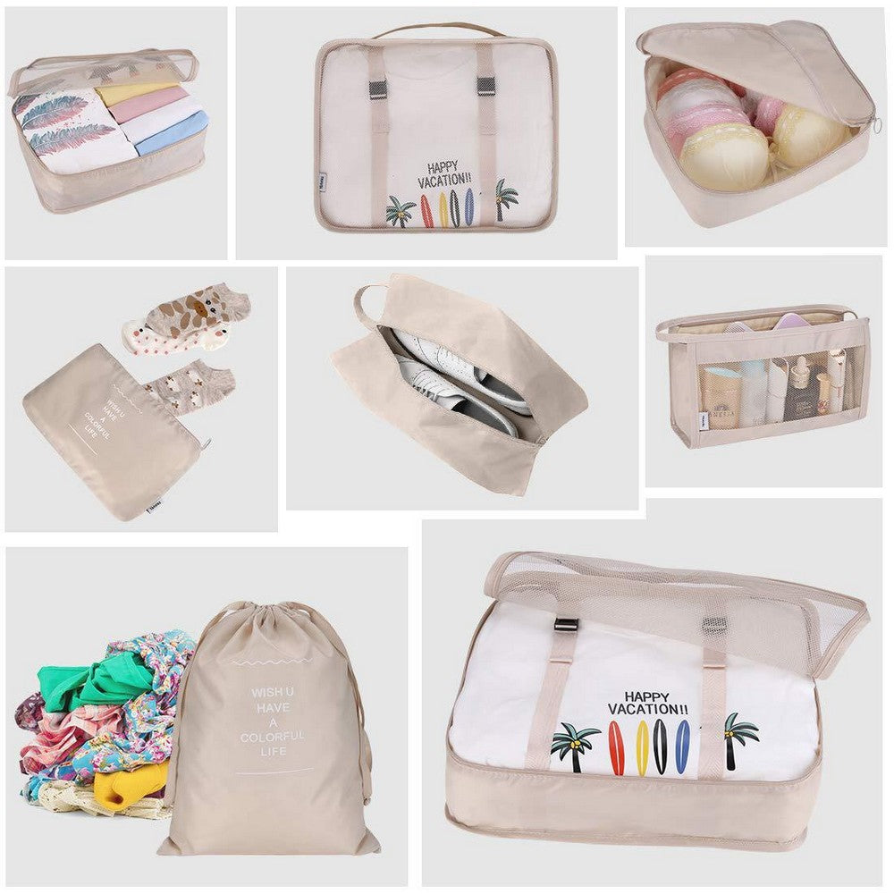 8PCS Travel Luggage Packing Cubes Organizers Set Pink