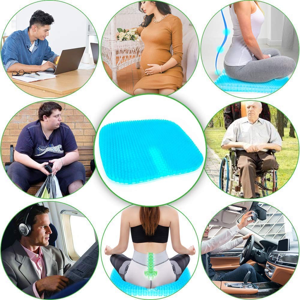 Honeycomb Design Soft Gel Seat Cushion with Groove Design