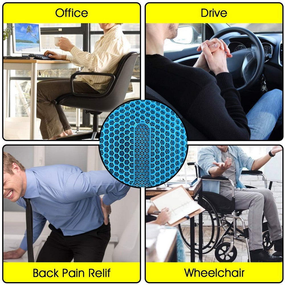 Honeycomb Design Soft Gel Seat Cushion with Groove Design