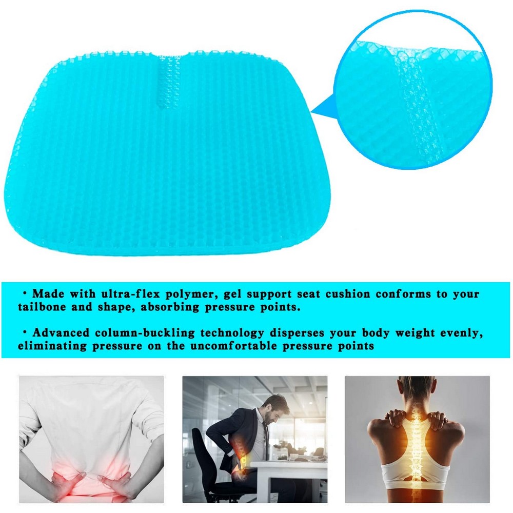 Honeycomb Design Soft Gel Seat Cushion with Groove Design