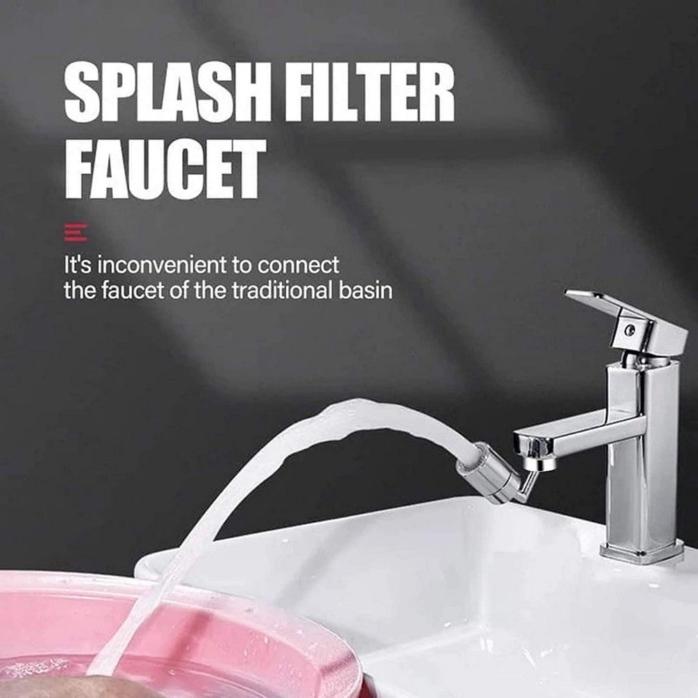 Universal Splash Filter Faucet 720 Degree Angle Rotatable Faucet Sprayer Head for Kitchen Bathroom